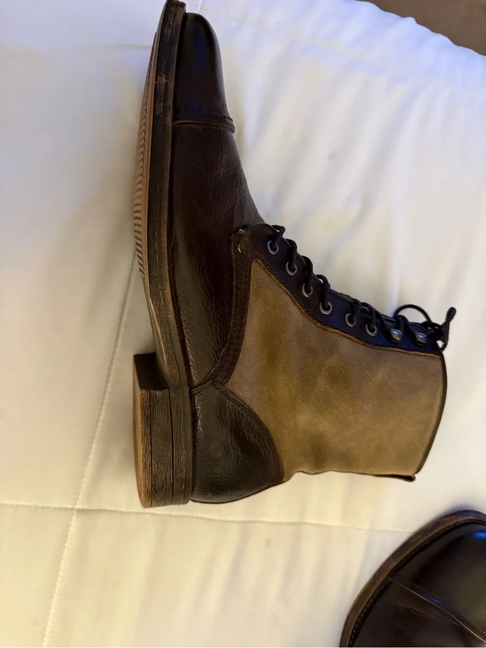 Men's Ashton Grey 2 toned Brown Leather and Lace-Up Boots-Size 12